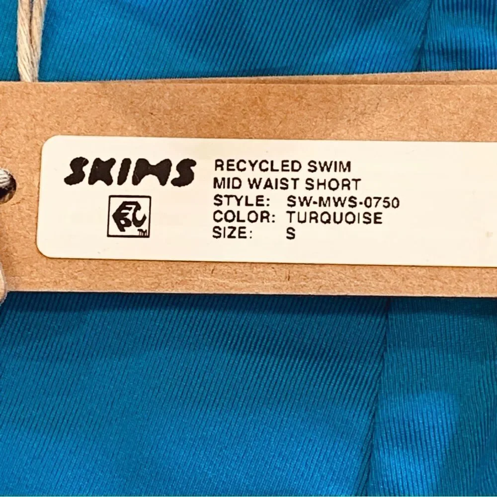 Skims Recycled Swim Mid Waist Short Size Small Turquoise